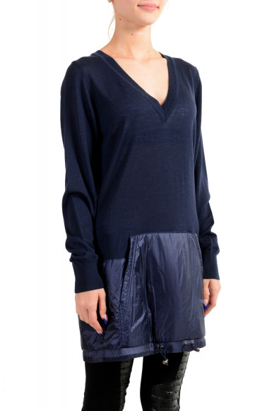 Moncler Women's Blue 100% Wool V-Neck Pullover Sweater: Picture 2