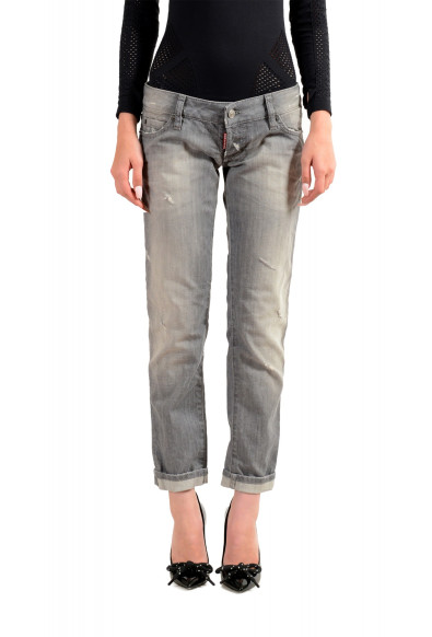 Dsquared2 Women's "Pat Jean" Gray Wash Distressed Straight Jeans