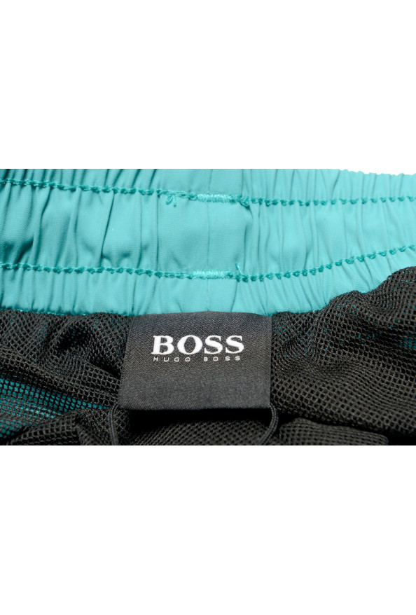Hugo Boss Men's "Dolphin" Green Logo Print Swim Board Shorts: Picture 5