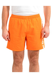 Hugo Boss Men's "Dolphin" Orange Logo Print Swim Board Shorts