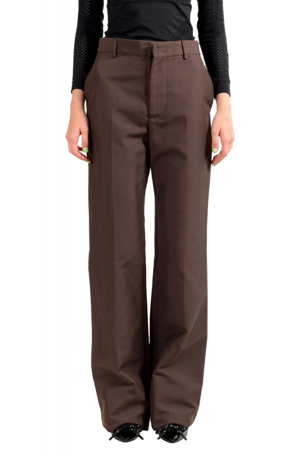 Dsquared2 Women's Dark Brown High Waisted Flat Front Pants 