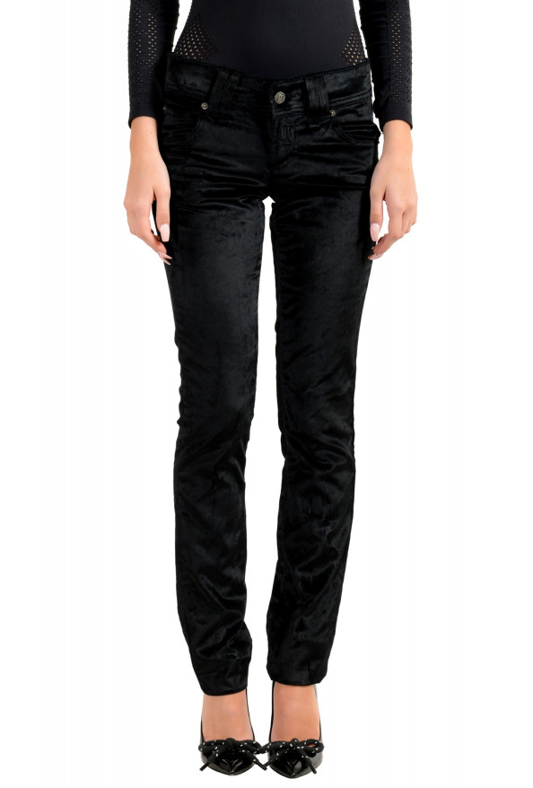John Galliano Women's Black Velour Slim Jeans 