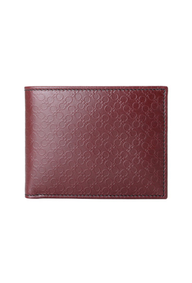 Salvatore Ferragamo Men's Burgundy Logo Print 100% Leather Bifold Wallet