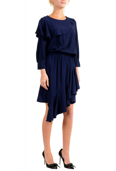 Just Cavalli Women's Blue Asymmetrical Long Sleeve Dress: Picture 2