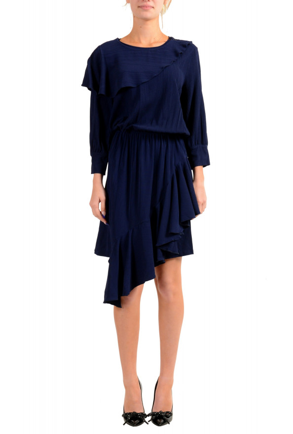 Just Cavalli Women's Blue Asymmetrical Long Sleeve Dress
