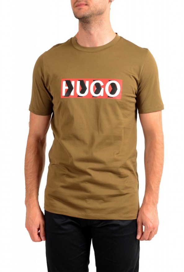 Hugo Boss Men's "Dicagolino_LP1" Olive Logo Print Crewneck T-Shirt