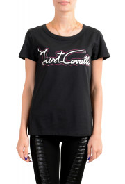 Just Cavalli Women's Black Logo Print Short Sleeve Crewneck T-Shirt