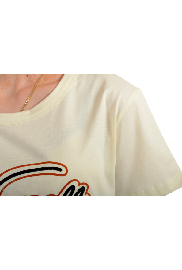 Just Cavalli Women's Beige Logo Print Short Sleeve Crewneck T-Shirt: Picture 4