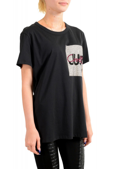 Just Cavalli Women's Black Embellished Short Sleeve Crewneck T-Shirt : Picture 2
