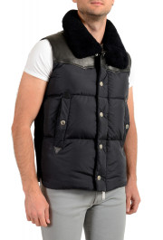 Dsquared2 Men's Down Leather Trimmed Real Fur Collar Button Down Vest: Picture 2
