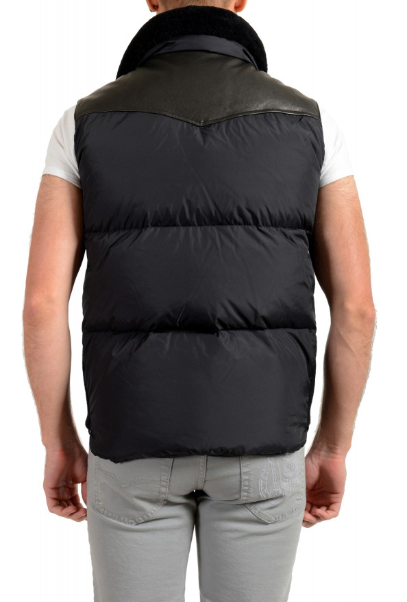 Dsquared2 Men's Down Leather Trimmed Real Fur Collar Button Down Vest: Picture 3