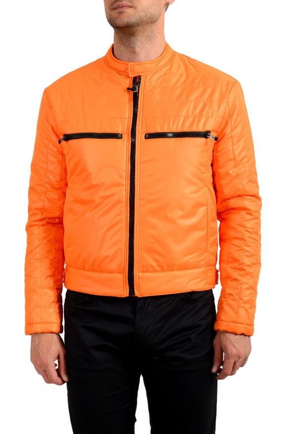 Just Cavalli Men's Orange Full Zip Insulated Bomber Jacket 