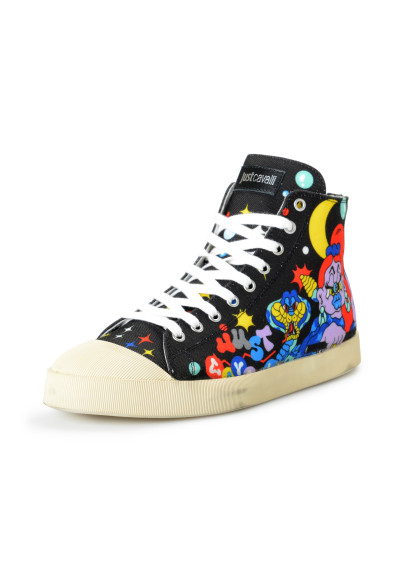 Just Cavalli Men's Canvas Multi-Color High Top Fashion Sneakers Shoes
