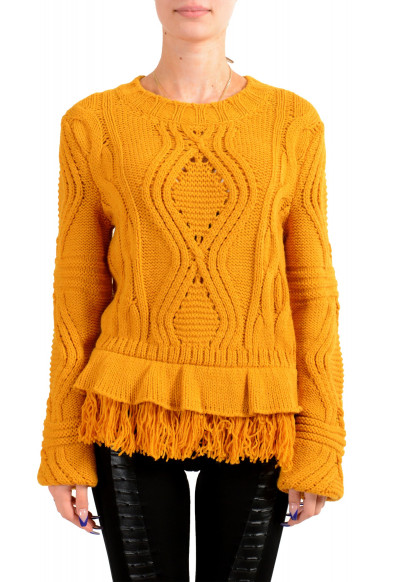 Just Cavalli Women's Mustard Yellow Wool Alpaca Crewneck Sweater 