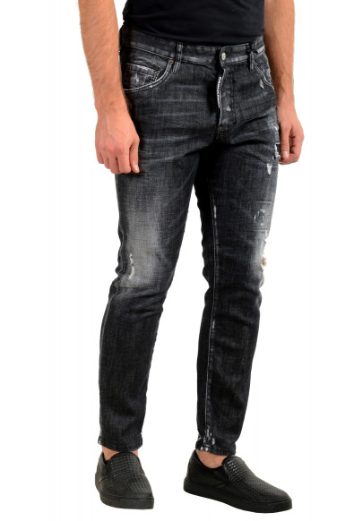 Dsquared2 Men's Off Black Distressed Look "Skater Jean" Jeans: Picture 2