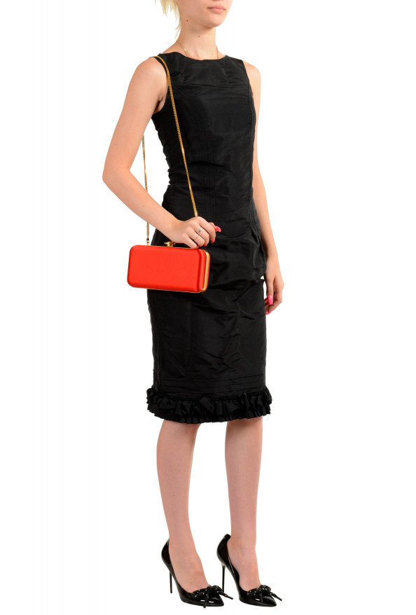 Versace Women's Tribute Orange Satin & Leather Clutch Shoulder Bag: Picture 7