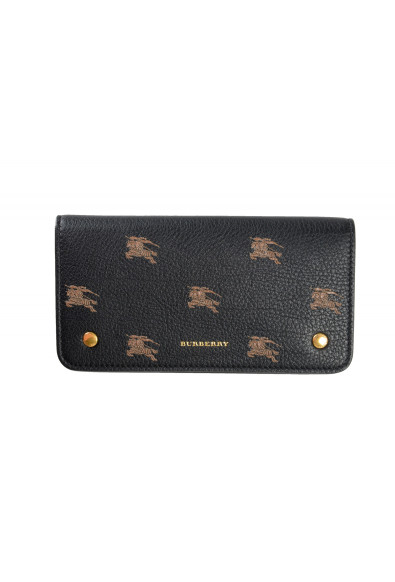Burberry Unisex Black Logo Print Leather Credit Card Wallet