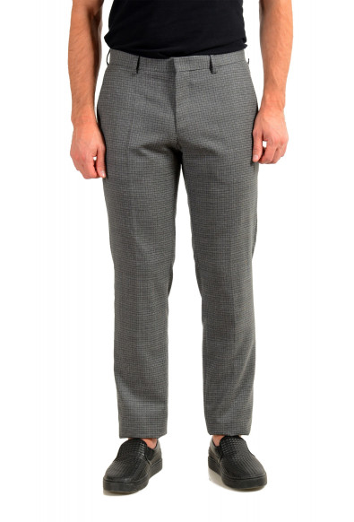 Hugo Boss Men's "Genius5" Slim Fit Gray 100% Wool Plaid Dress Pants