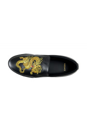 Versace Men's Black Embellished Leather Moccasins Slip On Loafers Shoes: Picture 7