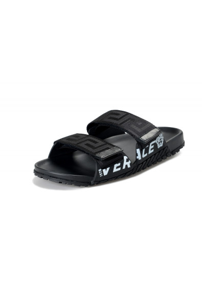 Versace Men's Black Logo Print Sandals Flip Flop Shoes