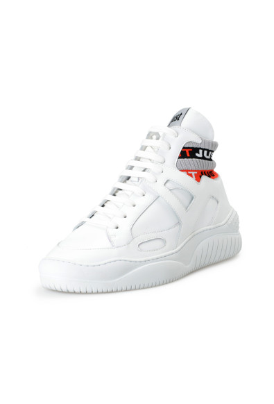 Just Cavalli Men's White Leather High Top Fashion Sneakers Shoes