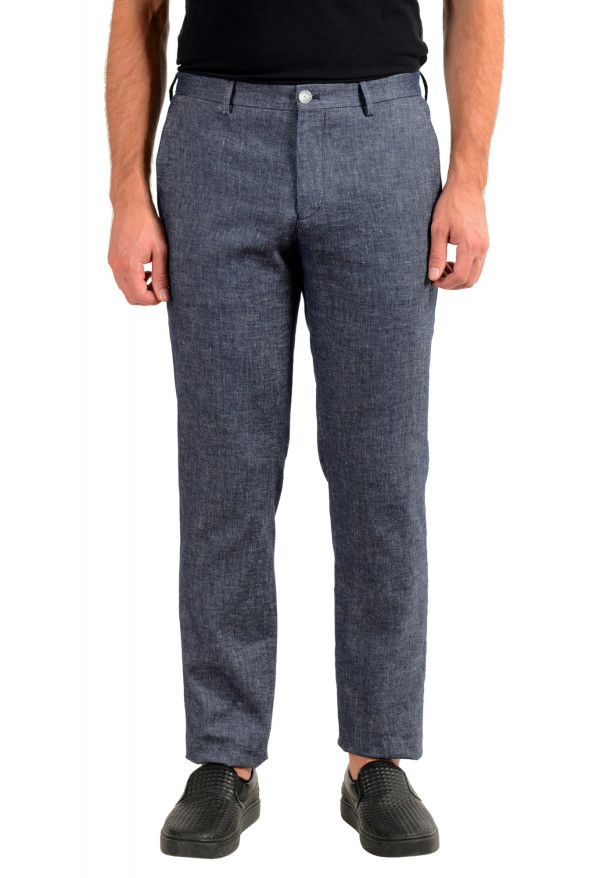 Hugo Boss Men's Stanino17-W Slim Fit Linen Flat Front Casual Pants 