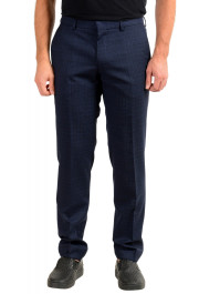 Hugo Boss Men's "Genius5" Slim Fit 100% Wool Blue Plaid Dress Pants