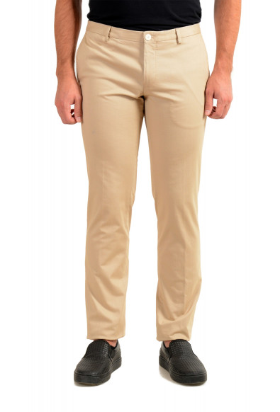 Hugo Boss Men's "Gerald182W" Slim Fit Beige Flat Front Casual Pants
