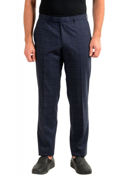 Hugo Boss Men's "Simmons182" Regular Fit Plaid Wool Flat Front Dress Pants