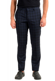 Hugo Boss Men's "Getlin182" Blue Plaid 100% Wool Flat Front Dress Pants
