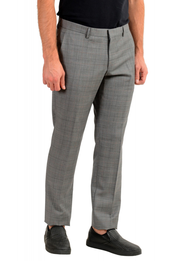 Hugo Boss Men's "Getlin182" Slim Fit Gray 100% Wool Plaid Flat Front Dress Pants: Picture 2