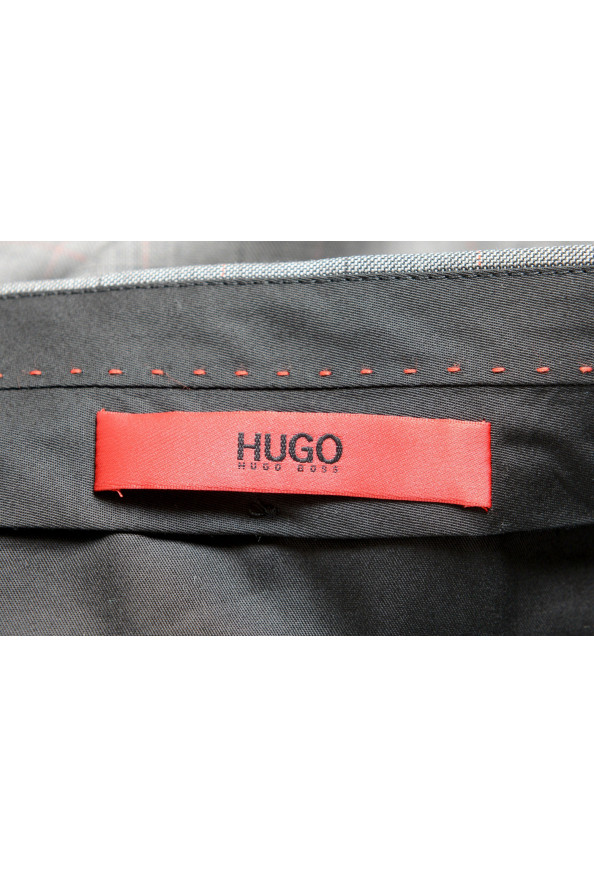 Hugo Boss Men's "Getlin182" Slim Fit Gray 100% Wool Plaid Flat Front Dress Pants: Picture 5