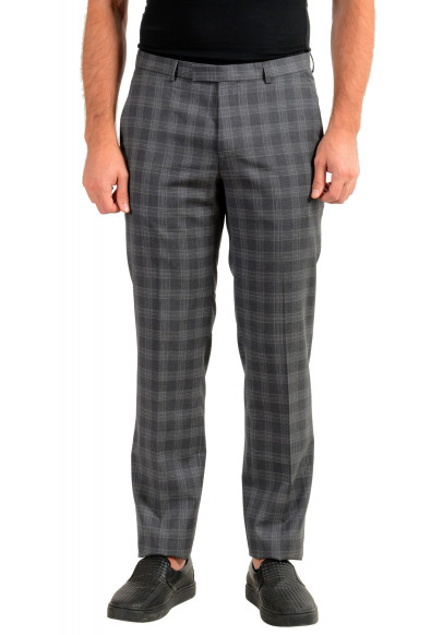 Hugo Boss Men's "Simmons182" Regular Fit Plaid 100% Wool Flat Front Dress Pants