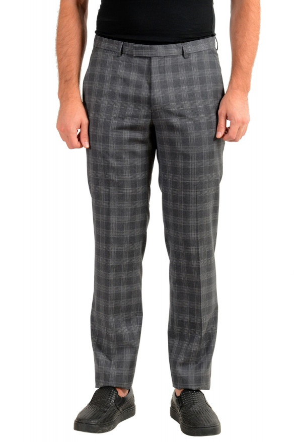 Hugo Boss Men's "Simmons182" Regular Fit Plaid 100% Wool Flat Front Dress Pants