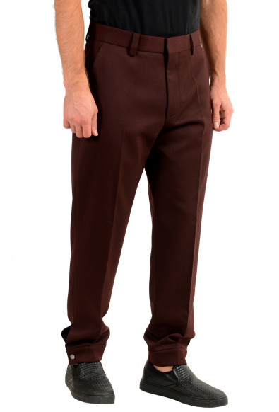 Hugo Boss Men's "Peet" Burgundy Wool Striped Flat Front Pants: Picture 2