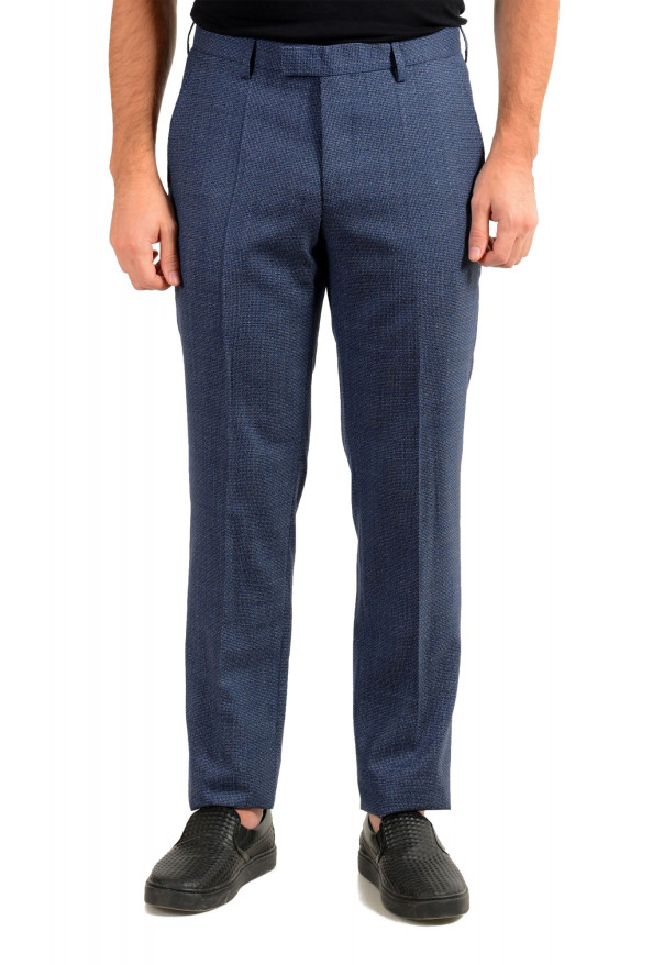 Hugo Boss Men's "Lenon2" Blue 100% Wool Flat Front Dress Pants
