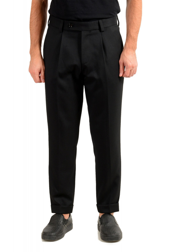Hugo Boss Men's "Porte" Black Wool Pleated Front Casual Pants