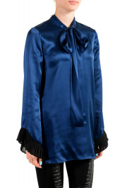 Just Cavalli Women's Navy Blue Bow Decorated Ruffled Blouse Top : Picture 2