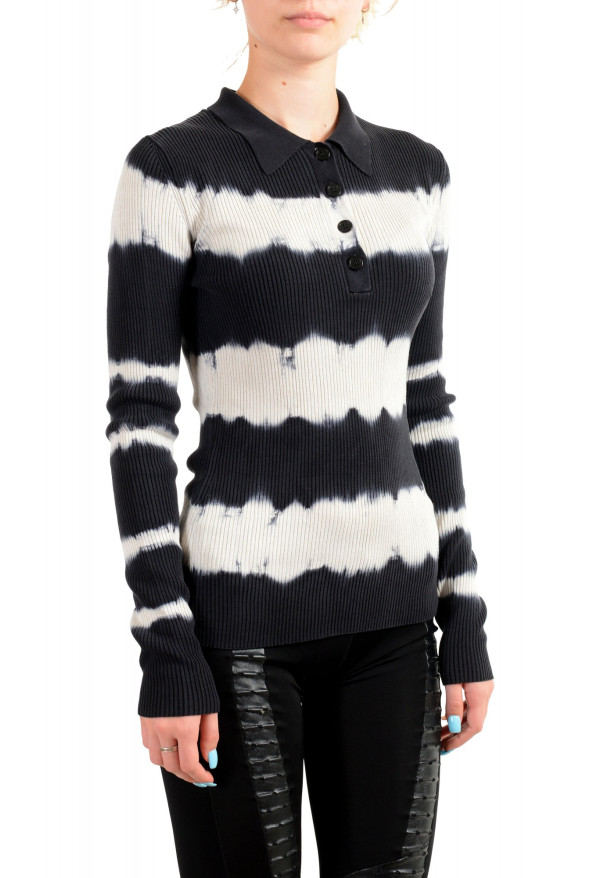 Versace Women's Multi-Color 100% Silk Striped Polo Style Sweater : Picture 2