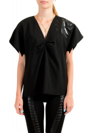 Just Cavalli Women's Black Wool Short Sleeve Blouse Top