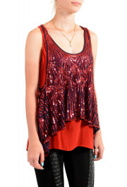 Just Cavalli Women's Red Sequin Embellished Blouse Top: Picture 2