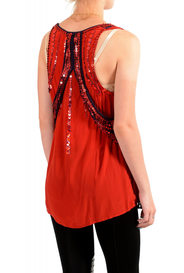 Just Cavalli Women's Red Sequin Embellished Blouse Top: Picture 3