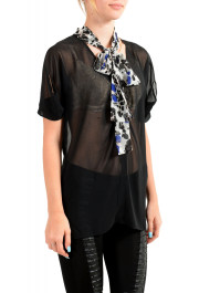 Just Cavalli Women's Black See Through Scarf Decorated Blouse Top : Picture 2