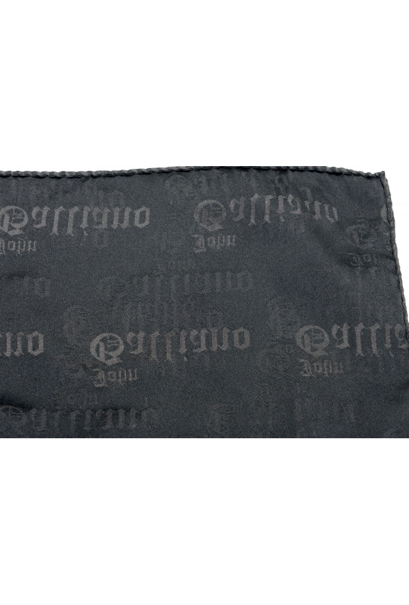 John Galliano Men's 100% Silk Logo Print Pocket Square: Picture 3
