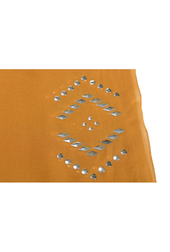 Gianfranco Ferre Women's Brown 100% Silk Metal Studs Decorated Scarf: Picture 2