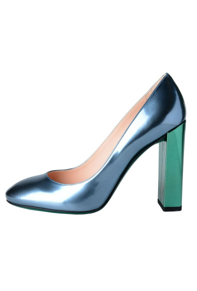 Fendi Women's Leather Metallic Blue High Heels Pumps Shoes: Picture 2