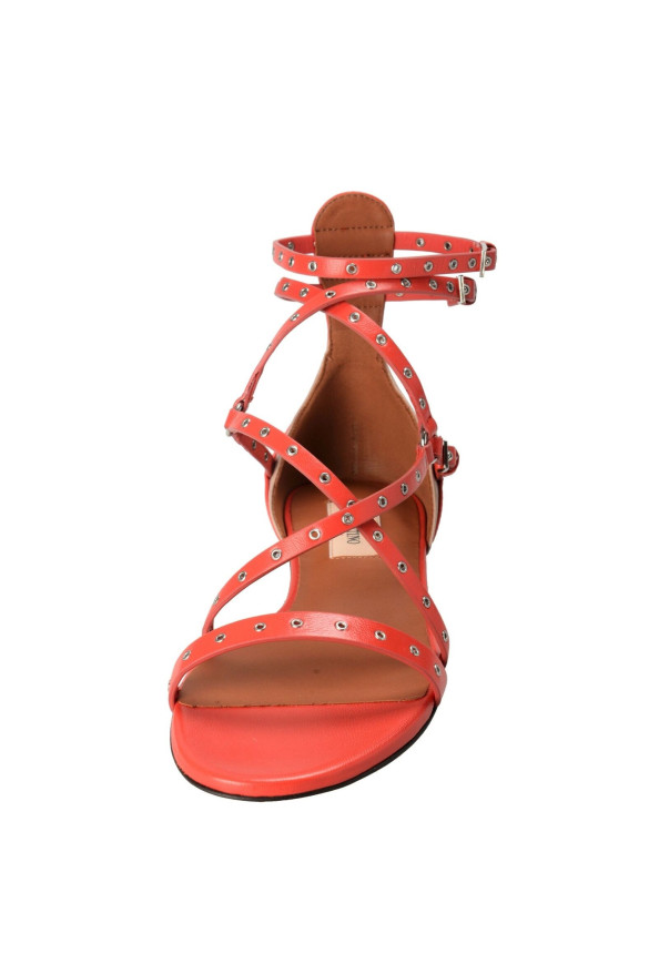 Valentino Garavani Women's Leather Orange Strappy Flat Sandals Shoes: Picture 5