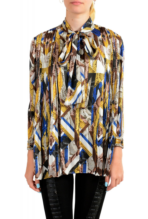 Just Cavalli Women's Multi-Color Bow Decorated Blouse Top 