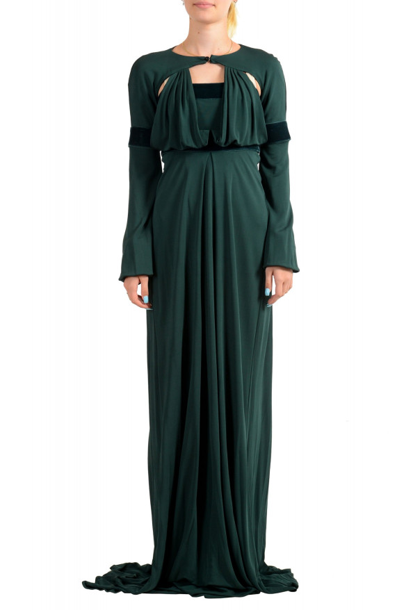 Just Cavalli Women's Emerald Green Long Sleeve Evening Dress