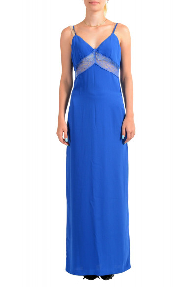 Maison Margiela Women's Bright Blue Lace Trimmed Evening Dress